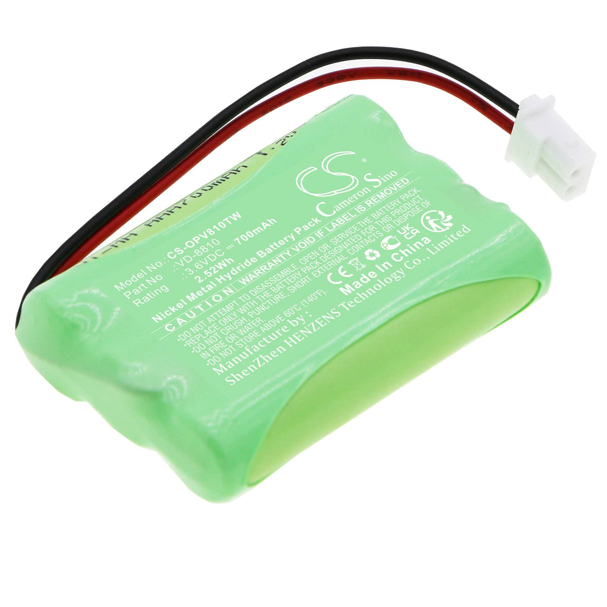3.6v, Ni-mh, 700mah, Security Battery Fits Optex Iq-nimh-001, Ivision Wireless Two-way Intercom, 2.52wh Home Security Camera Cameron Sino Technology Limited