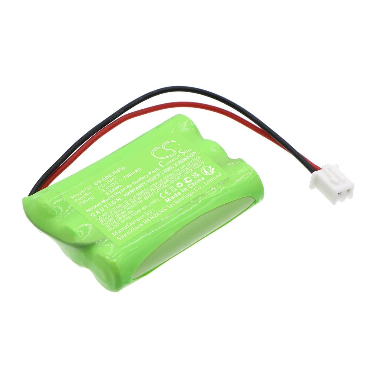 3,6V, Ni-MH, 700mAh, Batterie d'équipement compatible avec Shimpo, Fg-7bat, FG-7000, Fg-7000l, 2,52Wh Équipement, Enquête, Test Cameron Sino Technology Limited
