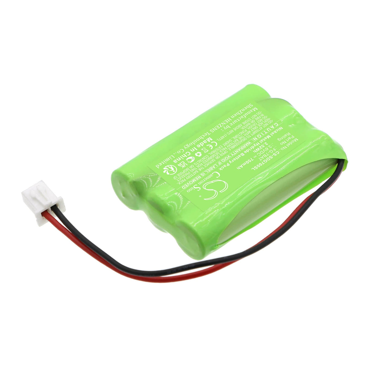 3,6V, Ni-MH, 700mAh, Batterie d'équipement compatible avec Shimpo, Fg-7bat, FG-7000, Fg-7000l, 2,52Wh Équipement, Enquête, Test Cameron Sino Technology Limited