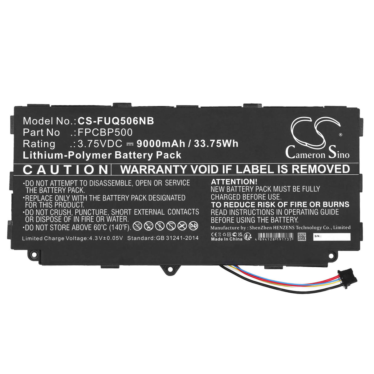 3.75v, Li-polymer, 9000mah, Battery Fits Fujitsu, Arrows Tab Q506, Arrows Tab Q507, 33.75wh Notebook, Laptop Cameron Sino Technology Limited