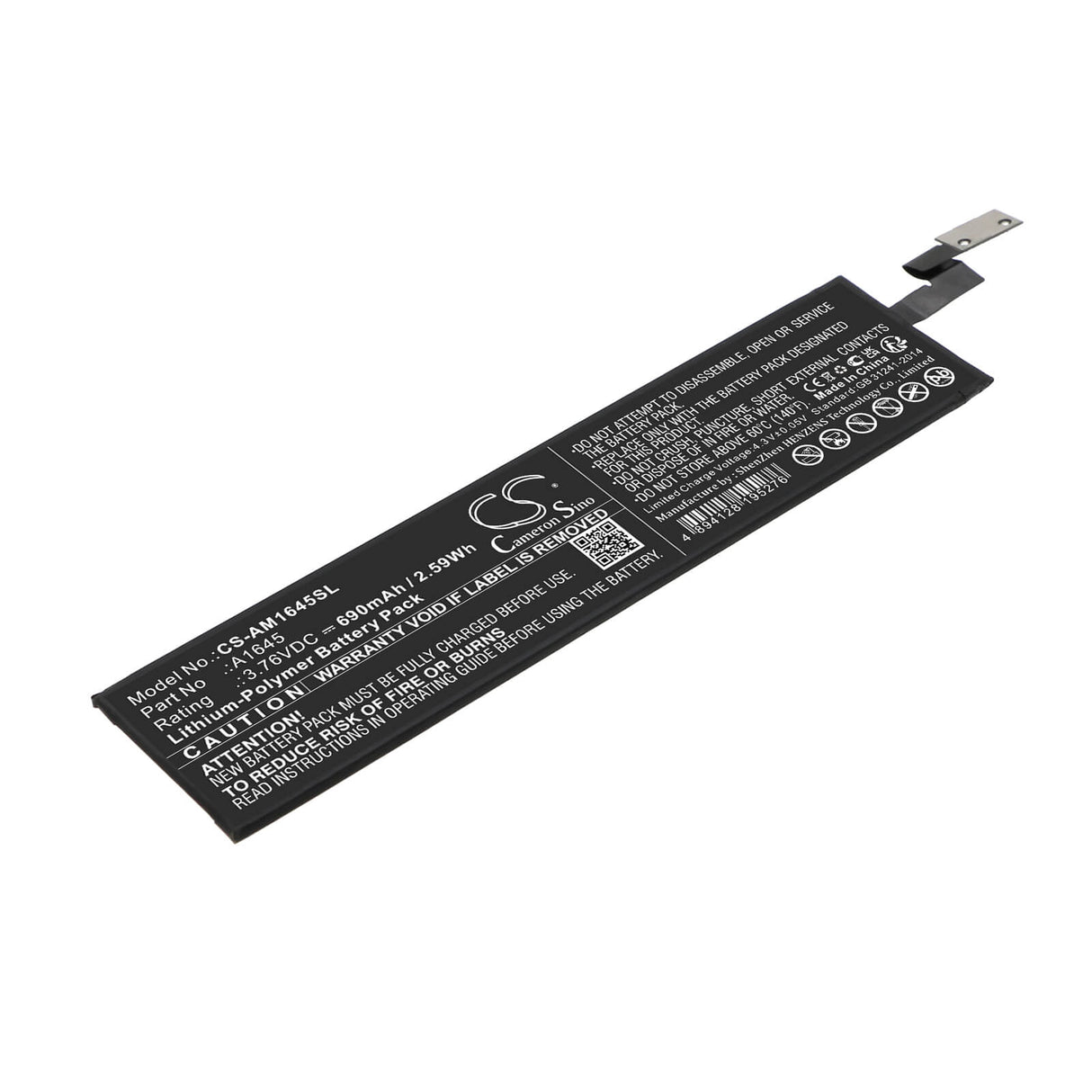 3.76V, Li-Polymer, 690mAh, Keyboard,Mouse battery fits Apple, A1645, A1644, A1843, 2.59Wh Keyboard,Mouse Cameron Sino Technology Limited