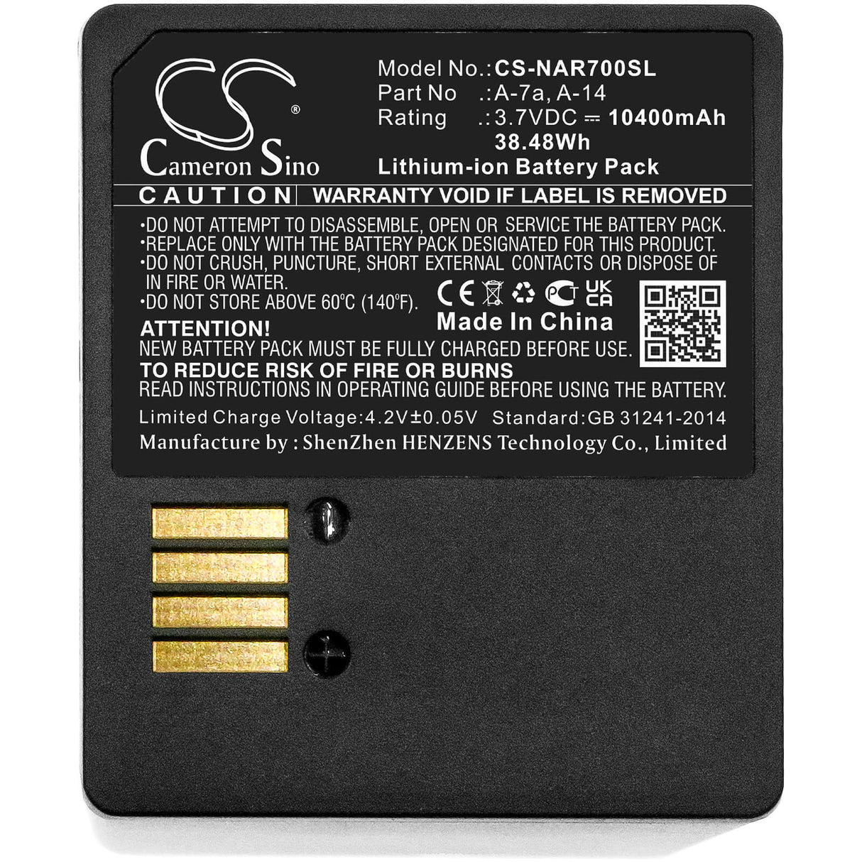3.7v, 10400mah, Li-ion Battery Fit's Arlo, Fb1001, Go 2, Pro 3, 38.48wh Home Security Camera Cameron Sino Technology Limited