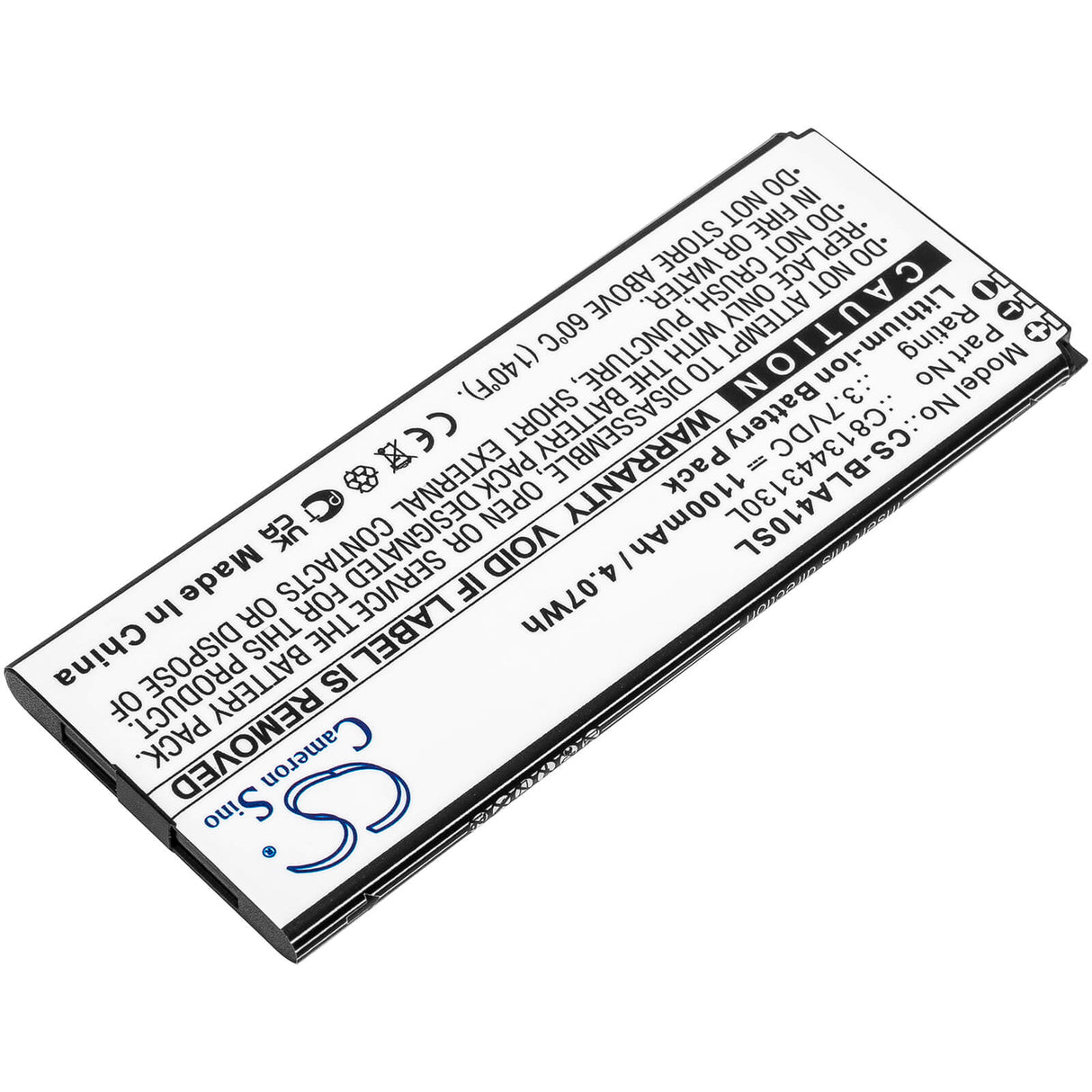 3.7V, Li-ion, 1100mAh, SmartPhone battery fits Blu, C813443130l, A410u, Advance A4 2019, 4.07Wh Mobile, SmartPhone Cameron Sino Technology Limited (Smartphone)