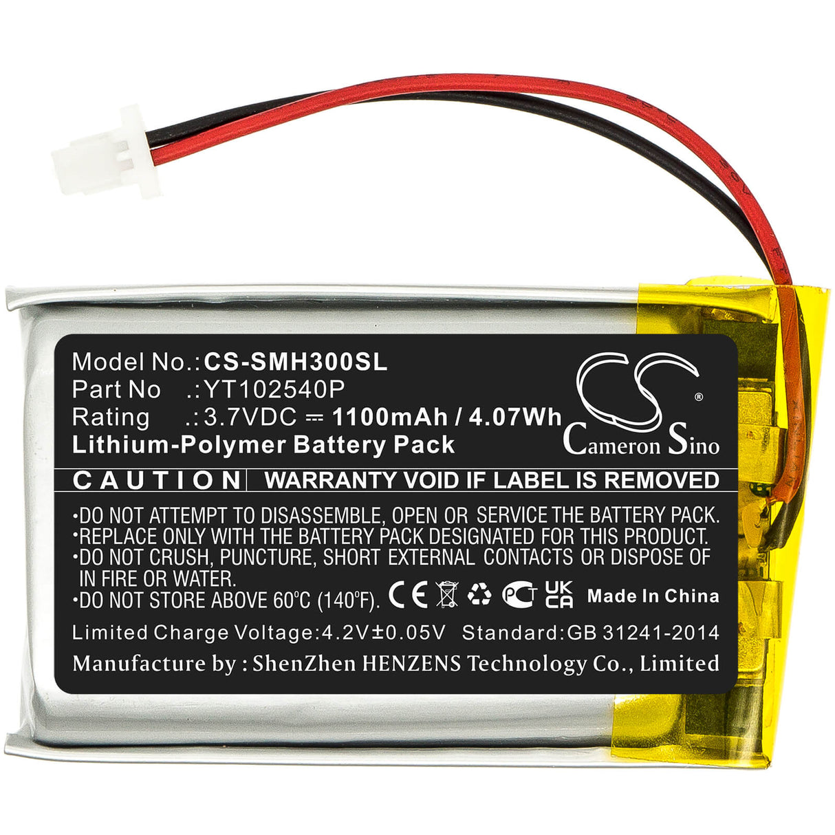 3.7v, 1100mah, Li-polymer Headset Battery Fits Sena, 30k, 50s, Sp46, 4.07wh Wireless Headset Cameron Sino Technology Limited