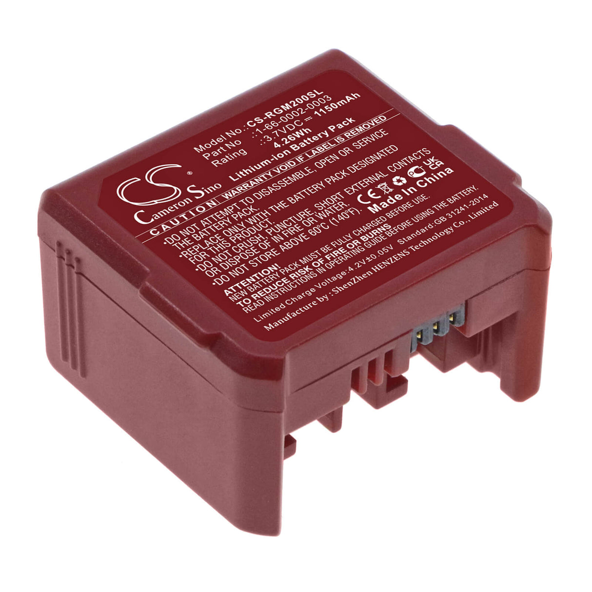 Batterie de scanner de codes-barres Li-ion 3,7v, 1150mah, adaptée à Rgis, Guia Rm2, 4,26wh Barcode Scanner Cameron Sino Technology Limited