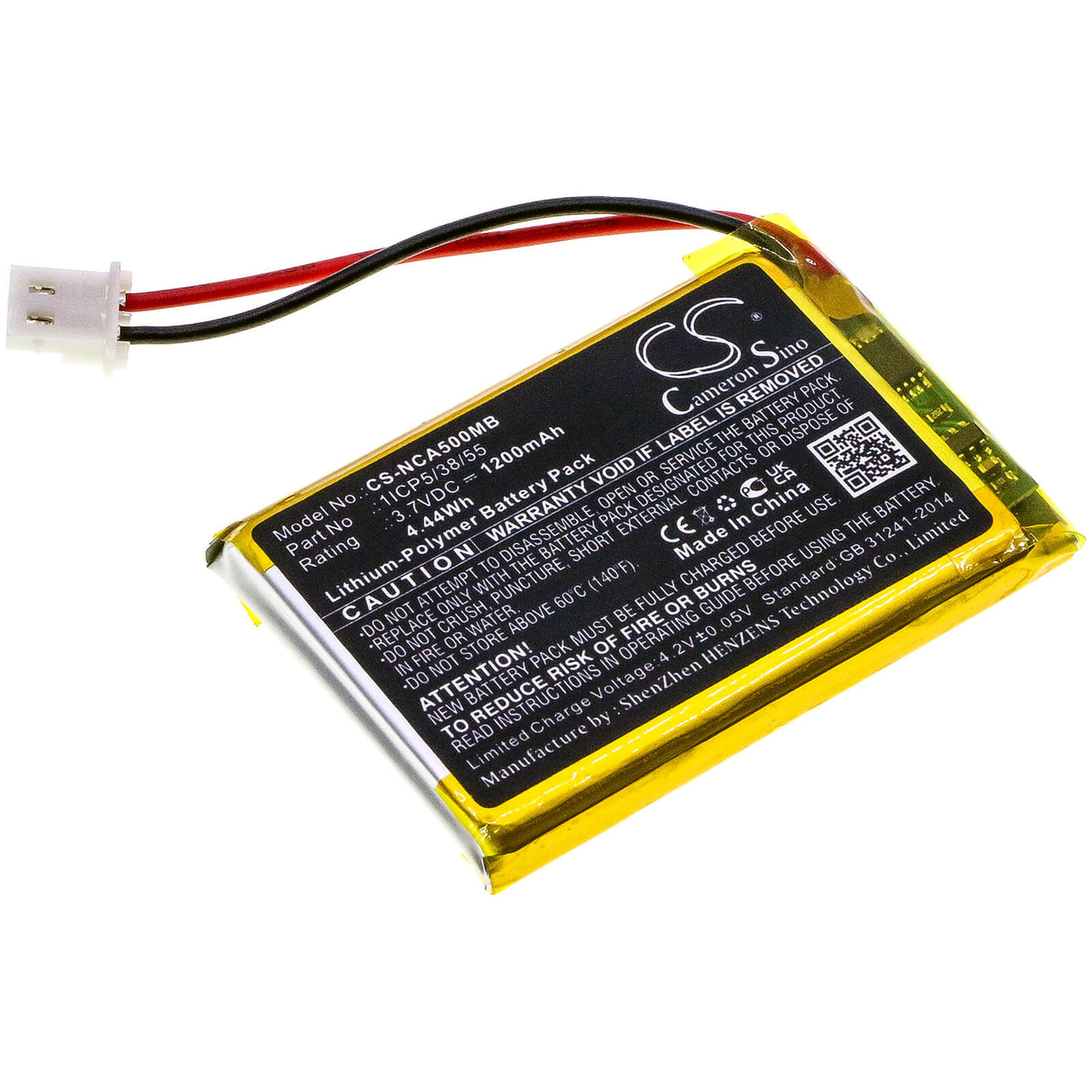 3.7v, 1200mah, Li-polymer Babyphone Battery Fits Nuk, Eco Control Audio 500, 530d+, 4.44wh BabyPhone Cameron Sino Technology Limited