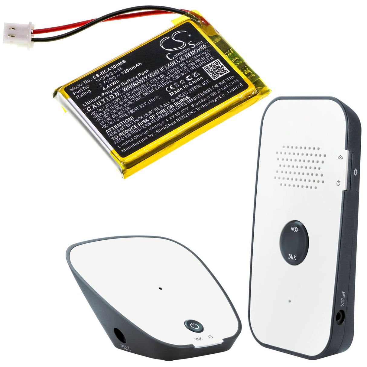 3.7v, 1200mah, Li-polymer Babyphone Battery Fits Nuk, Eco Control Audio 500, 530d+, 4.44wh BabyPhone Cameron Sino Technology Limited