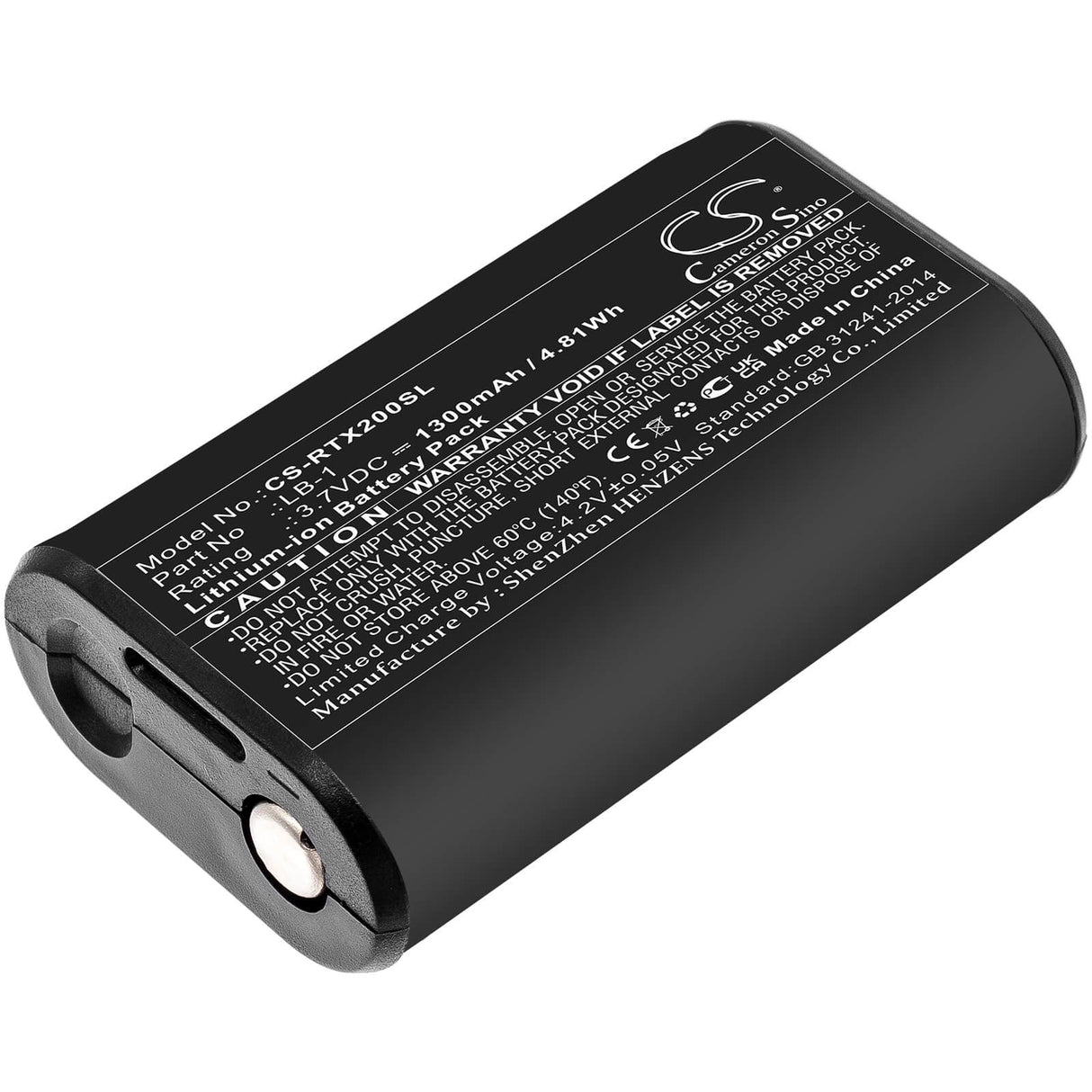 3.7V, Li-ion, 1300mAh, Batterie de microphone compatible avec Rode, Lb-1, Performer Tx-m2, Videomic Pro+, 4.81Wh Microphone Cameron Sino Technology Limited