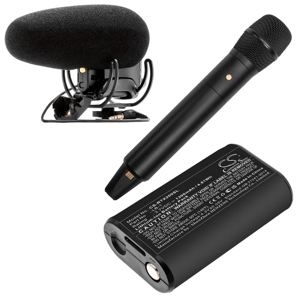3.7V, Li-ion, 1300mAh, Batterie de microphone compatible avec Rode, Lb-1, Performer Tx-m2, Videomic Pro+, 4.81Wh Microphone Cameron Sino Technology Limited