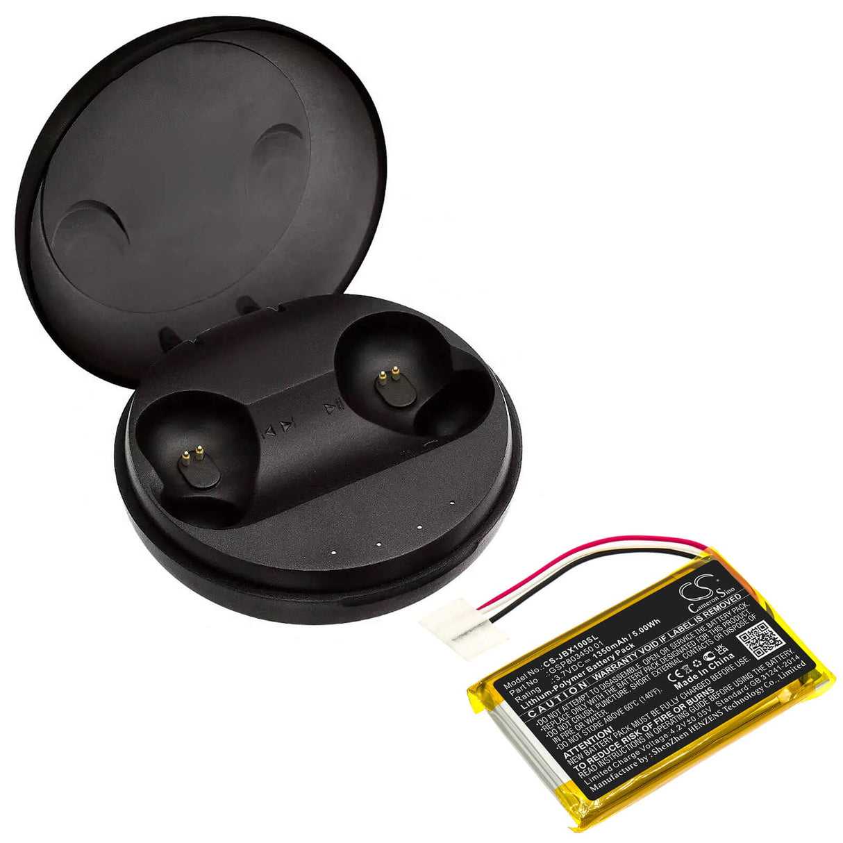 3.7V, Li-Polymer, 1350mAh, Headset battery fits Jbl, Gsp803450 01, Free Charging Case, Free X Tws Charging Case, 5Wh Wireless Headset Cameron Sino Technology Limited