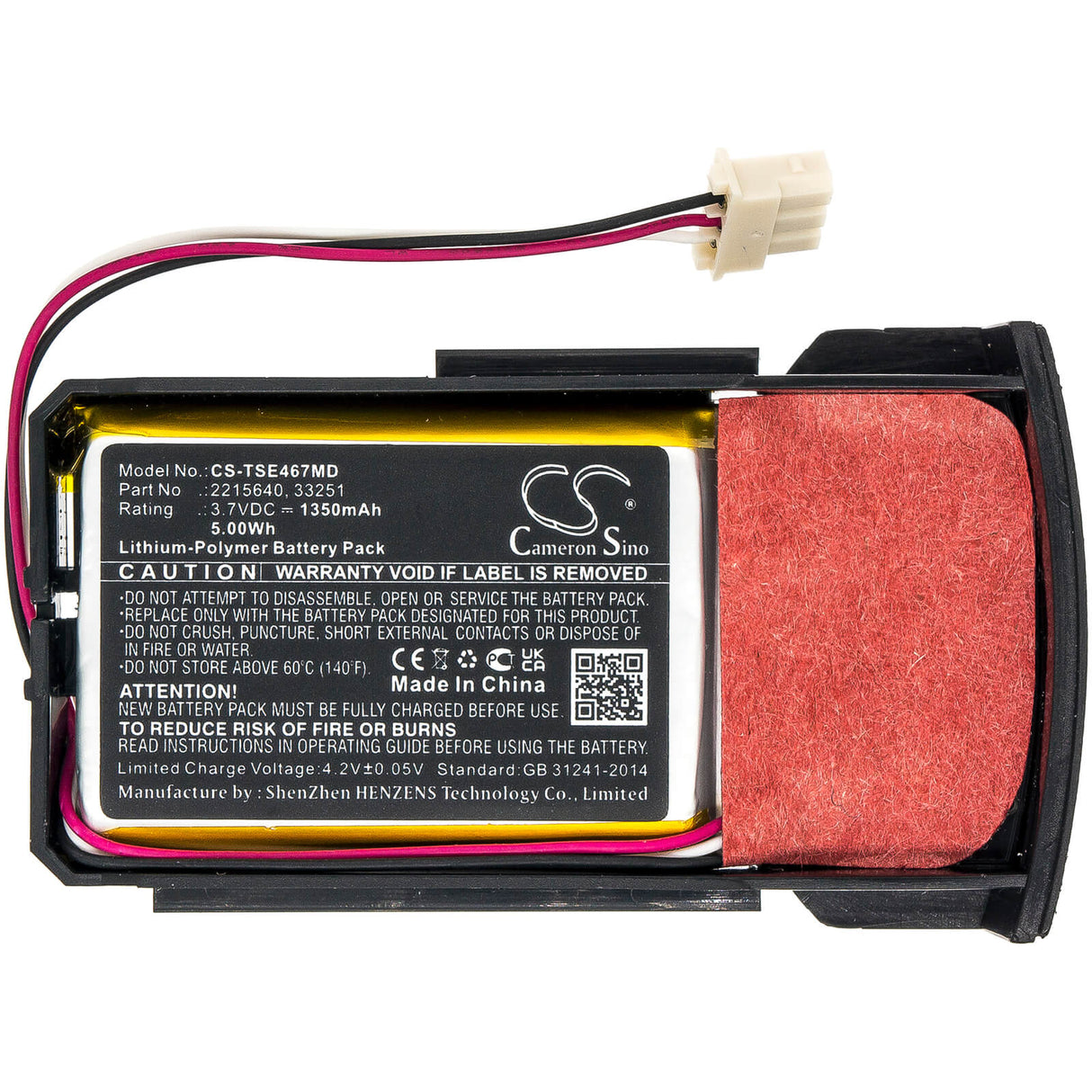 3.7V, Li-Polymer, 1350mAh, Medical battery fits Thermo Scientific, 2215640, 4672 Multichannel, E1 Clip Tip 4671 Single Channe, 5.00Wh Medical Cameron Sino Technology Limited (Medical)