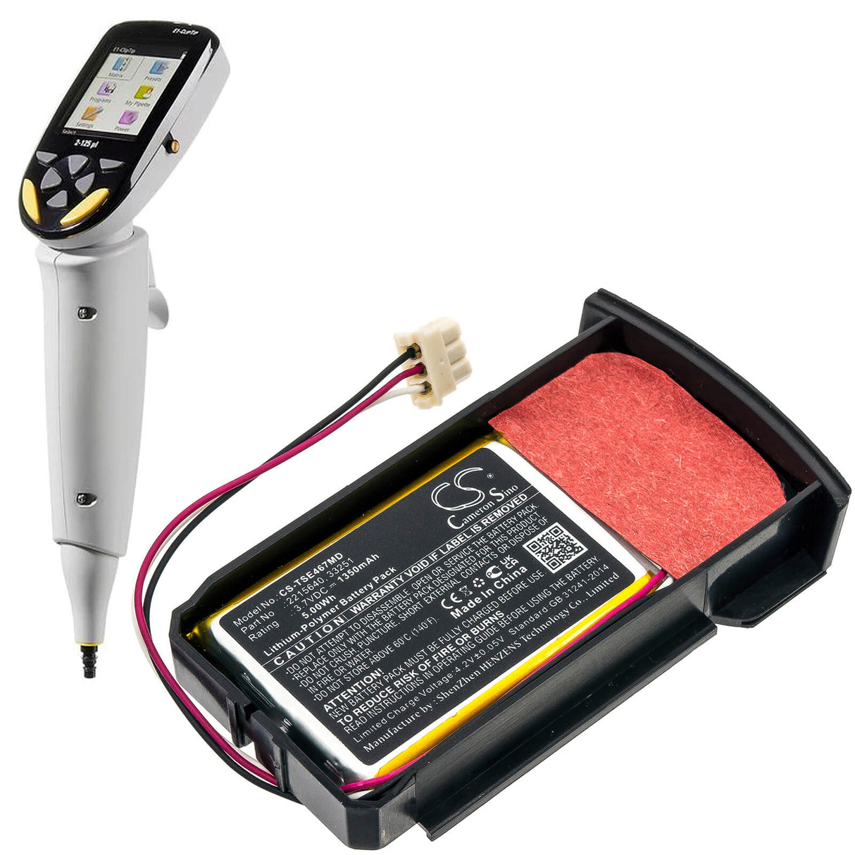 3.7V, Li-Polymer, 1350mAh, Medical battery fits Thermo Scientific, 2215640, 4672 Multichannel, E1 Clip Tip 4671 Single Channe, 5.00Wh Medical Cameron Sino Technology Limited (Medical)
