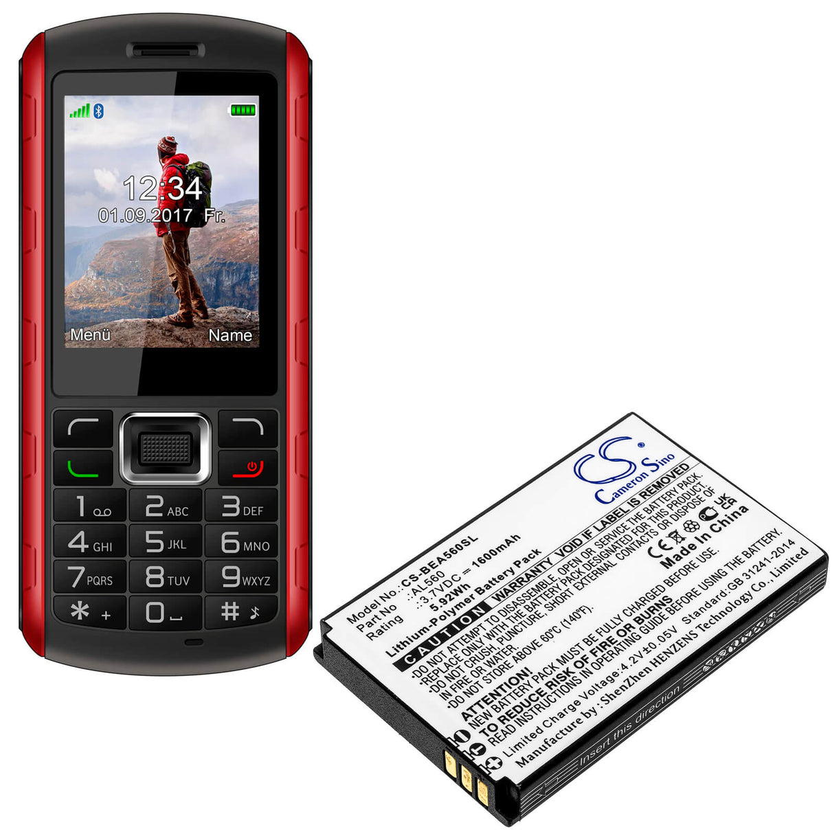 3.7V, Li-Polymer, 1600mAh, SmartPhone battery fits Bea-fon, Al560, Al560, 5.92Wh Mobile, SmartPhone Cameron Sino Technology Limited (Smartphone)