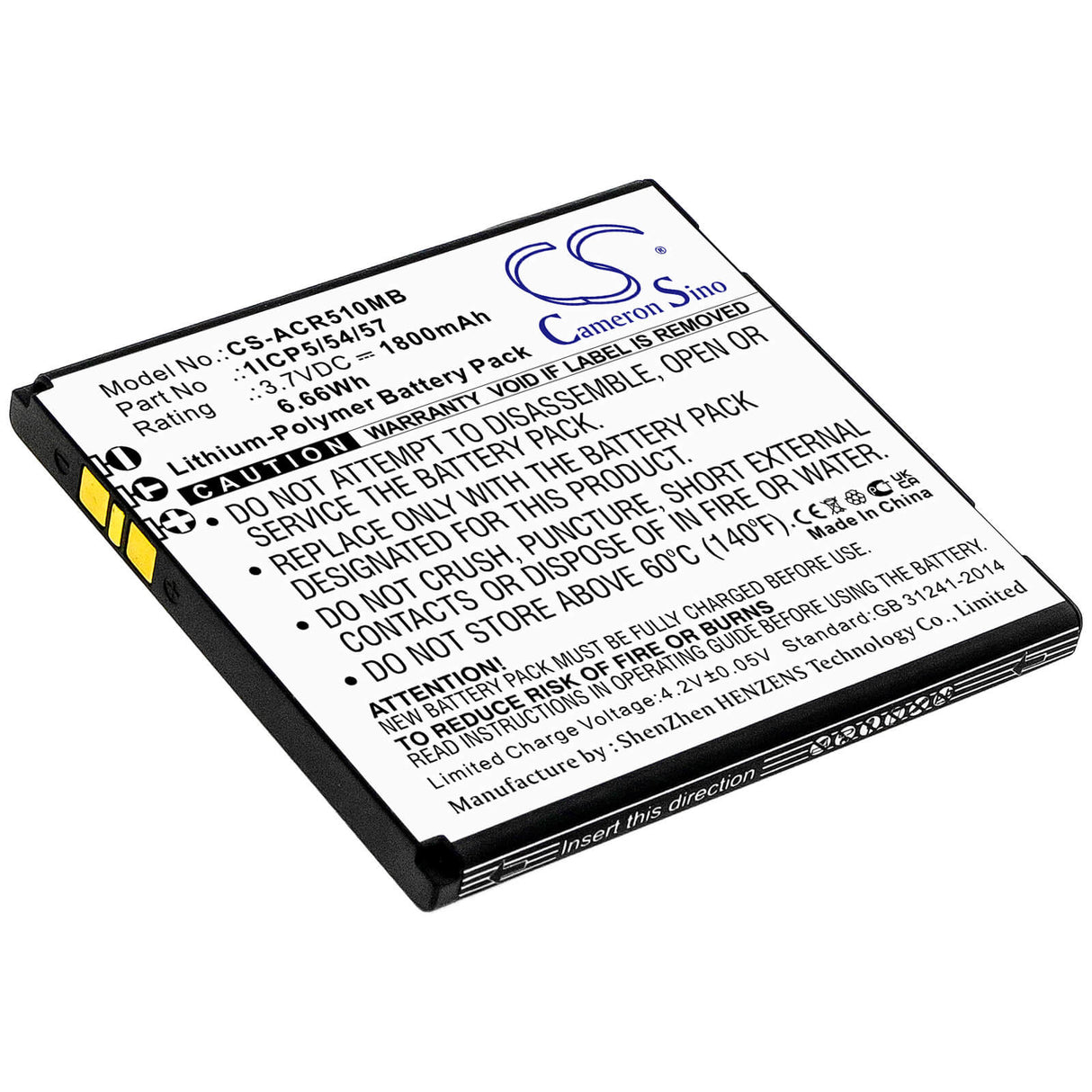 3.7v, 1800mah, Li-polymer Babyphone Battery Fits Angelcare, Ac310, Ac315, Ac417, 6.66wh BabyPhone Cameron Sino Technology Limited