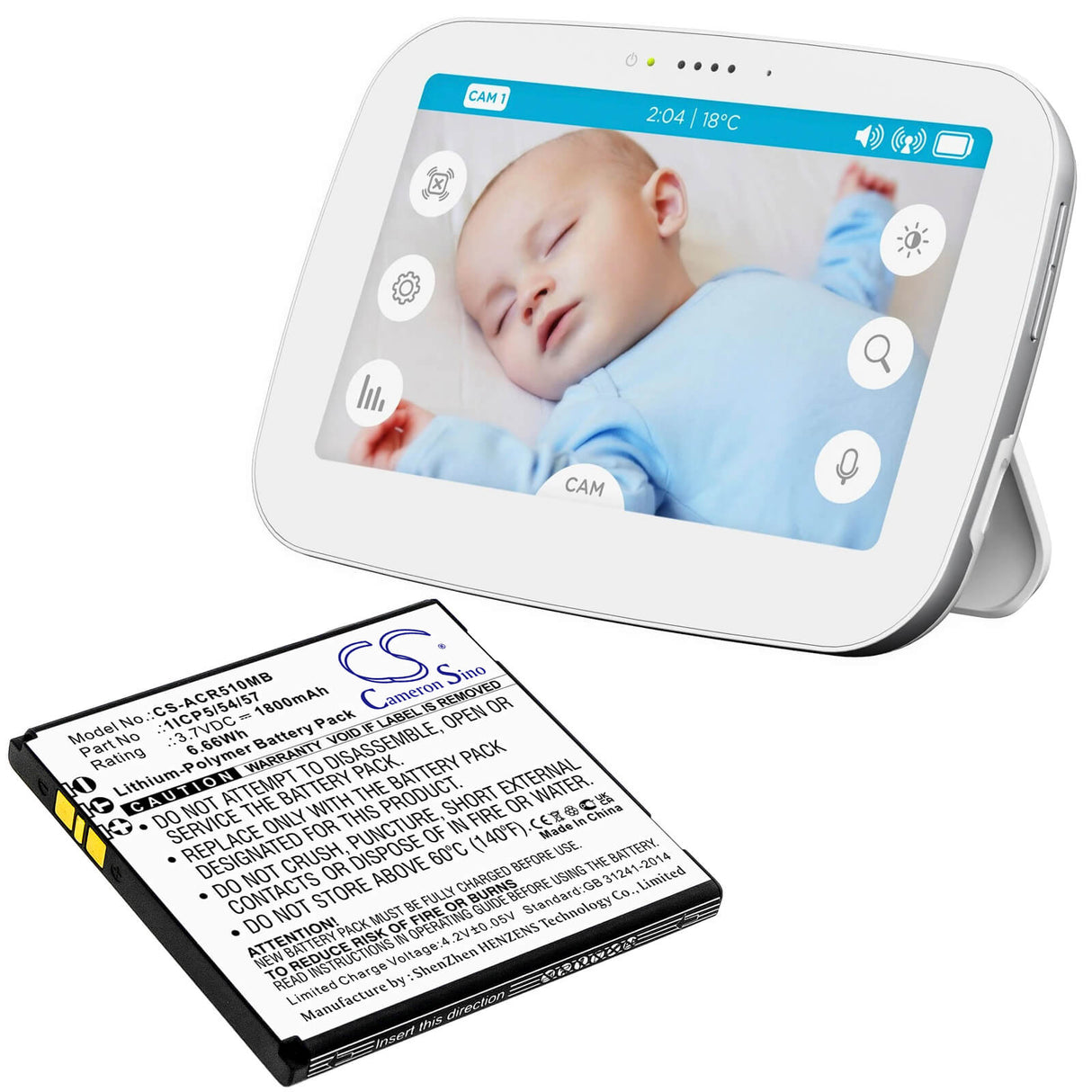 3.7v, 1800mah, Li-polymer Babyphone Battery Fits Angelcare, Ac310, Ac315, Ac417, 6.66wh BabyPhone Cameron Sino Technology Limited