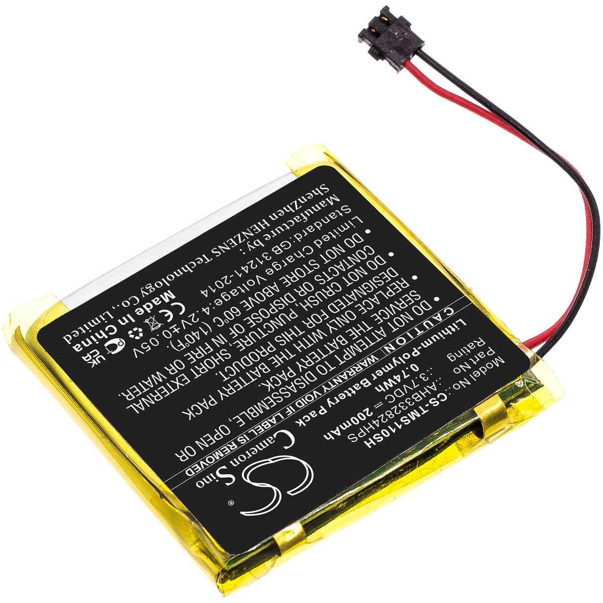3.7V, Li-Polymer, 200mAh, Smartwatch battery fits Tomtom, Ahb332824hps, Spark Cardio + Music Gps, Spark Cardio 2 + Music Gps, 0.74Wh Smartwatch Cameron Sino Technology Limited