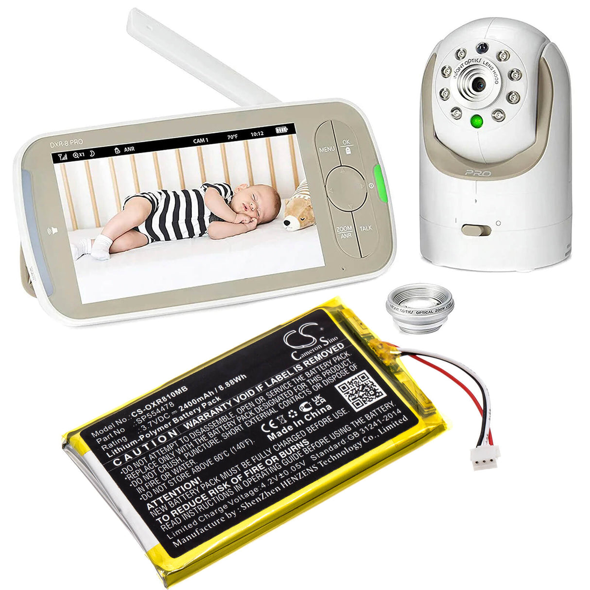 Batterie Babyphone 3,7v, 2400mah, Li-polymère Convient pour Infant Optics, Dxr-8 Pro, 8,88wh BabyPhone Cameron Sino Technology Limited