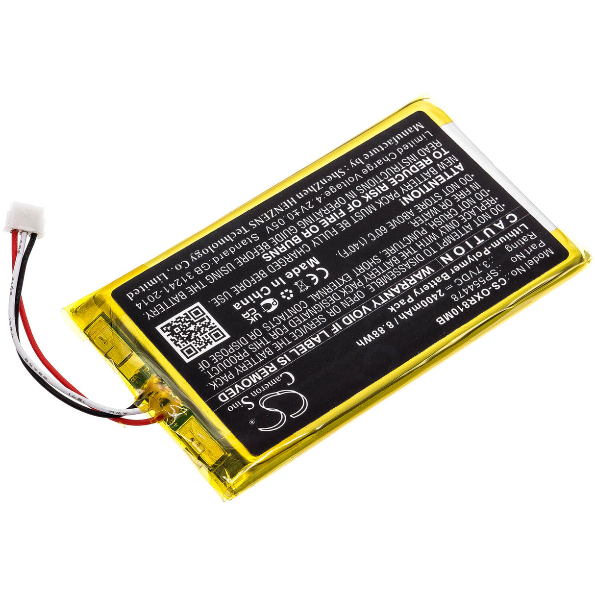 Batterie Babyphone 3,7v, 2400mah, Li-polymère Convient pour Infant Optics, Dxr-8 Pro, 8,88wh BabyPhone Cameron Sino Technology Limited