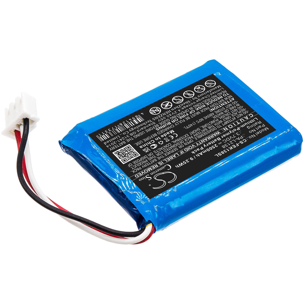 3,7V, Li-Polymère, 2500mAh, Batterie Pack batterie s'adapte à Fey Elektronik, Pa-l2138, 9,25Wh Batterie Pack Cameron Sino Technology Limited