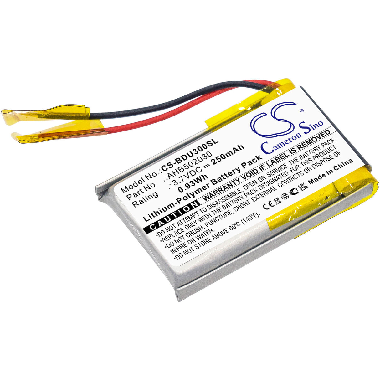3.7V, Li-Polymer, 250mAh, Headset battery fits Teufel, Bosch, 502030, Bdu3xx, Intuvia Display, 0.93Wh Wireless Headset Cameron Sino Technology Limited