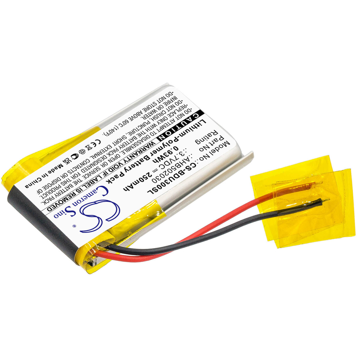 3.7V, Li-Polymer, 250mAh, Headset battery fits Teufel, Bosch, 502030, Bdu3xx, Intuvia Display, 0.93Wh Wireless Headset Cameron Sino Technology Limited