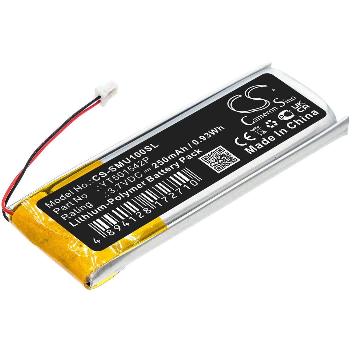 3.7V, Li-Polymer, 250mAh, Headset battery fits Sena, Yt501542p, 10u, 0.93Wh Wireless Headset Cameron Sino Technology Limited
