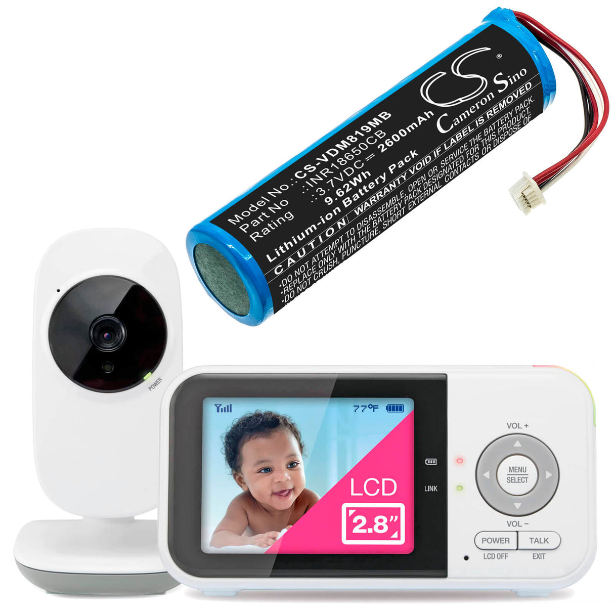Batterie de babyphone 3.7v, 2600mah, Li-ion compatible avec Vtech, Vm819, 9.62wh BabyPhone Cameron Sino Technology Limited