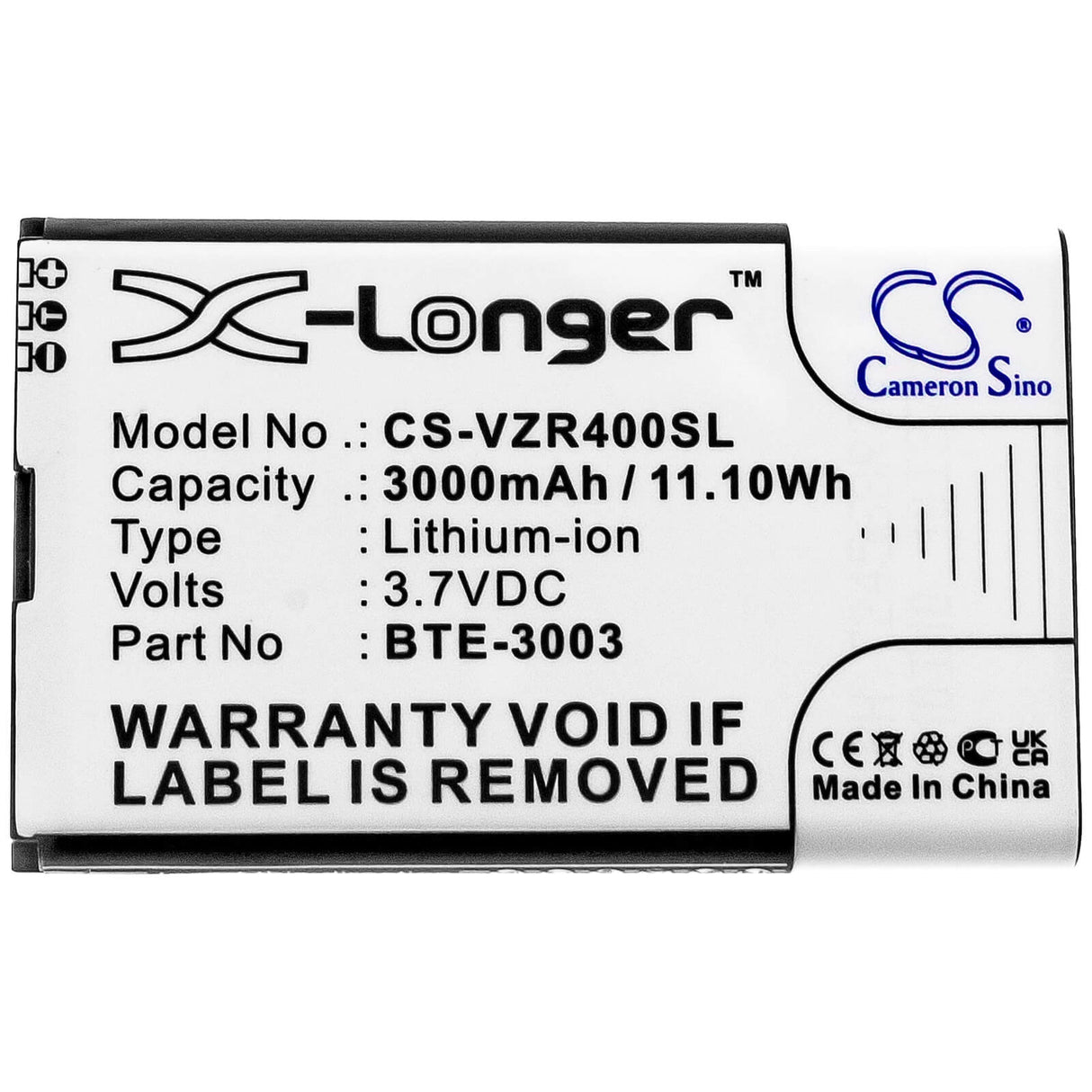 3.7V, Li-ion, 3000mAh, Hotspot battery fits Kajeet, Verizon, Orbic, Bte-3003, Smartspot V400, 11.10Wh Hotspot Cameron Sino Technology Limited