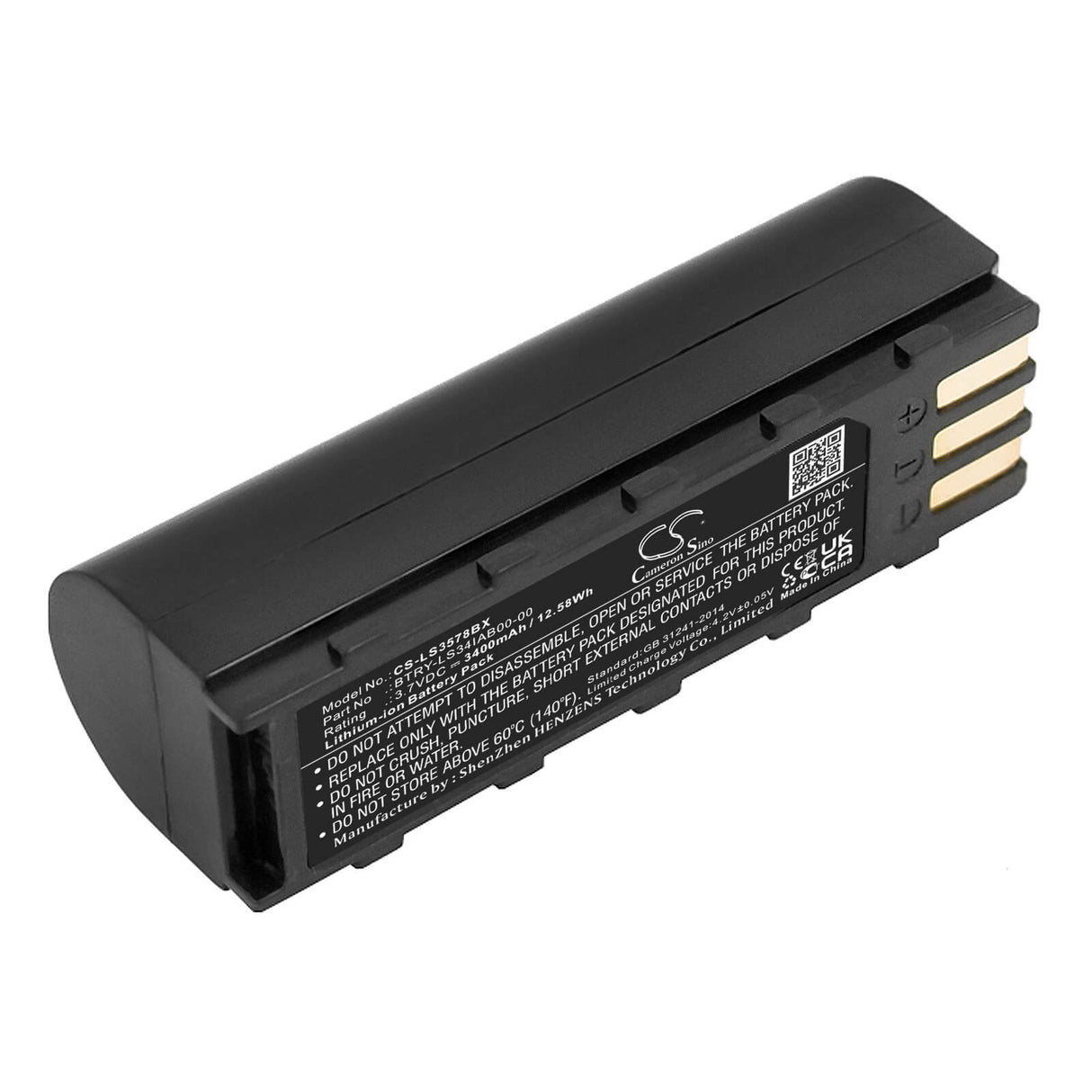Batterie de scanner de code-barres 3.7v, 3400mah, Li-ion convient à Symbol, Ds3478, Ds3578, Dss3478, 12.58wh Scanner de code-barres Cameron Sino Technology Limited
