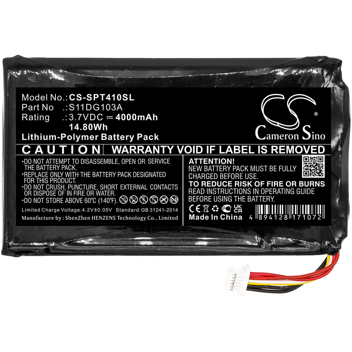 3.7V, Li-Polymer, 4000mAh, Equipment battery fits Geospatial, Spectra Precision, Trimble, S11dg103a, T41-R01-001, 14.8Wh Equipment, Survey, Test Cameron Sino Technology Limited