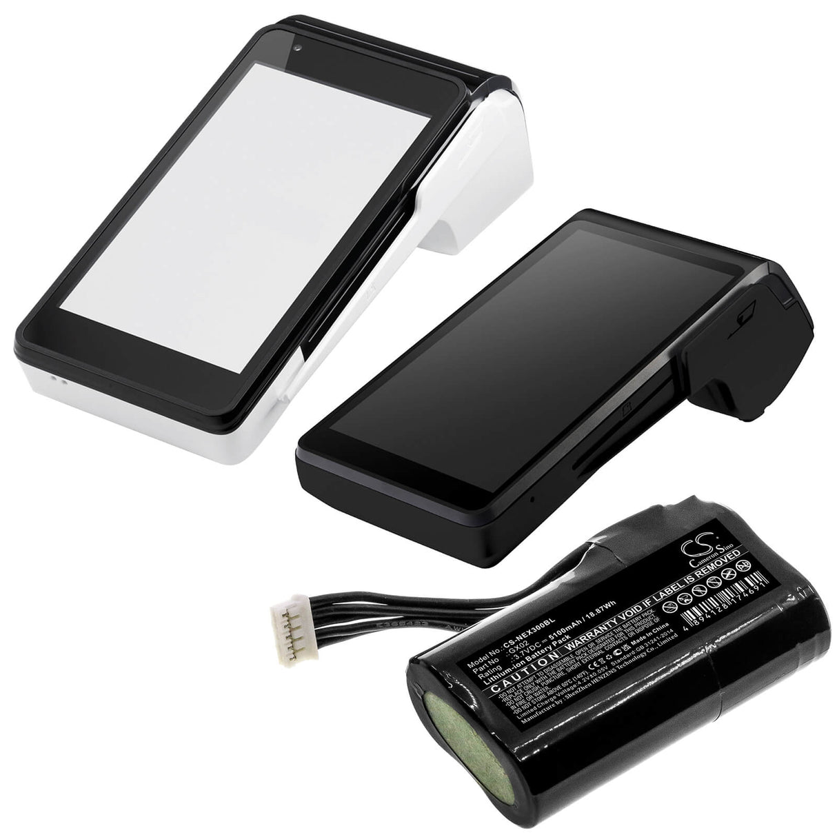 3,7V, Li-ion, 5100mAh, batterie de terminal de paiement adaptée à Nexgo, Gx02, N3, N5, 18,87Wh Terminal de Paiement Cameron Sino Technology Limited