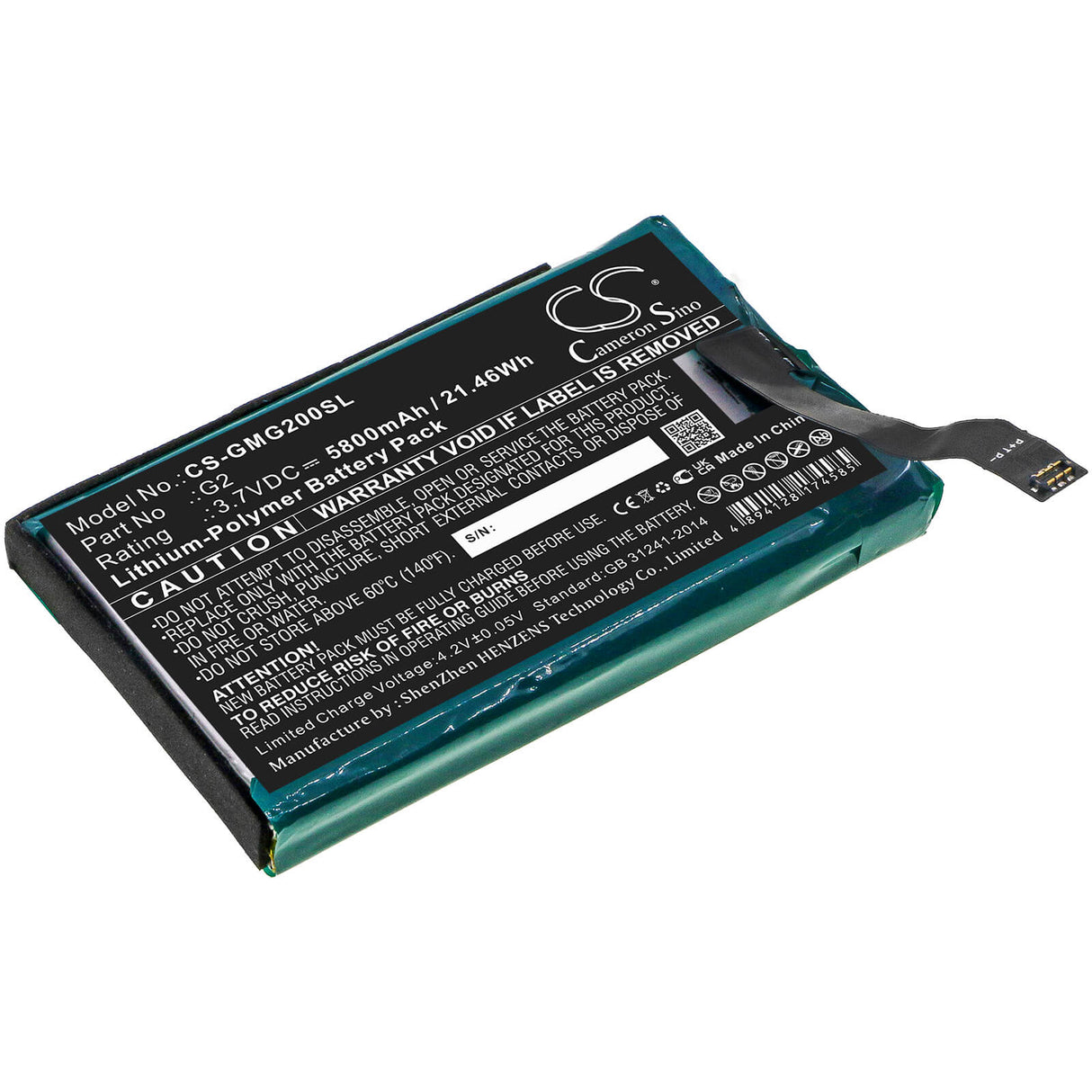 3,7V, Li-Polymer, 5800mAh, batterie Hotspot s'adapte à Glocalme, G2, 21,46Wh Hotspot Cameron Sino Technology Limited