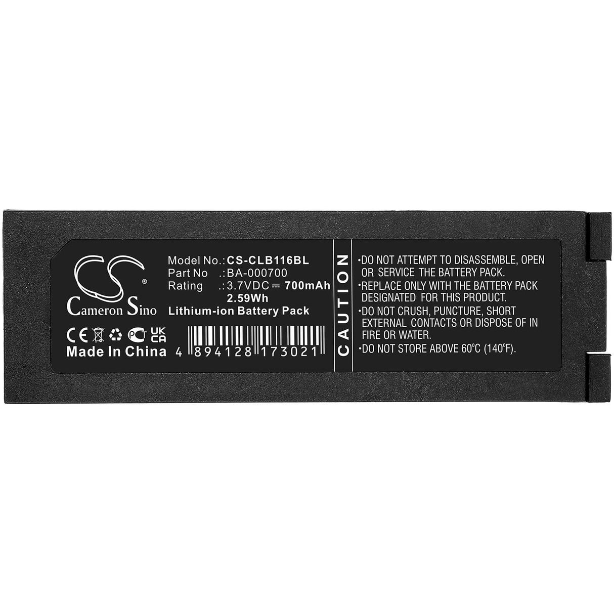 3.7v, 700mah, Li-ion Barcode Scanner Battery Fit's Cipherlab, 1166, 1266, Cl1160, 2.59wh Barcode Scanner Cameron Sino Technology Limited