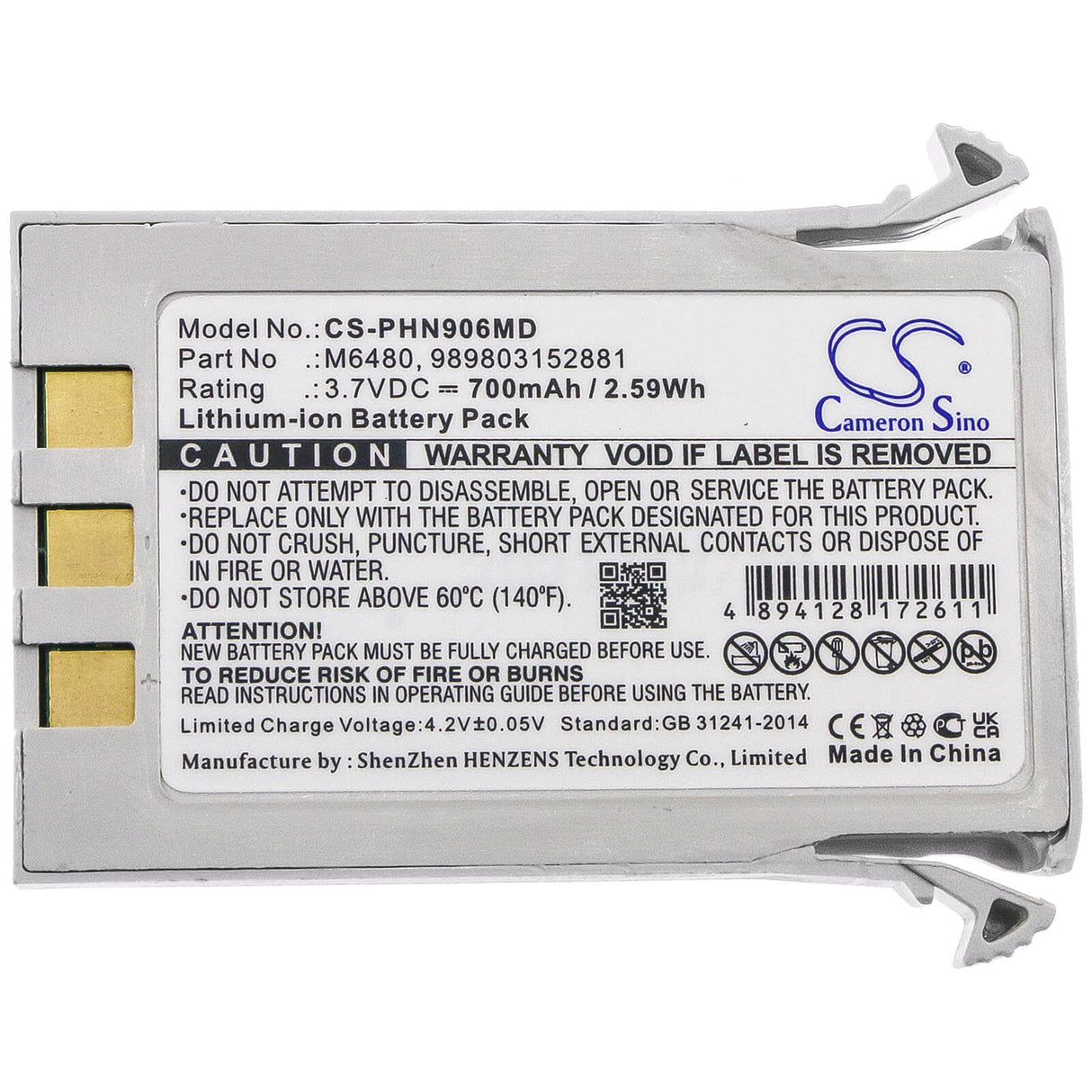 3.7v, 700mah, Li-ion Battery Fit's Philips, Essential, Expression Mr200, Moniteur Invivo 9065, 2.59wh Medical Cameron Sino Technology Limited (Medical)
