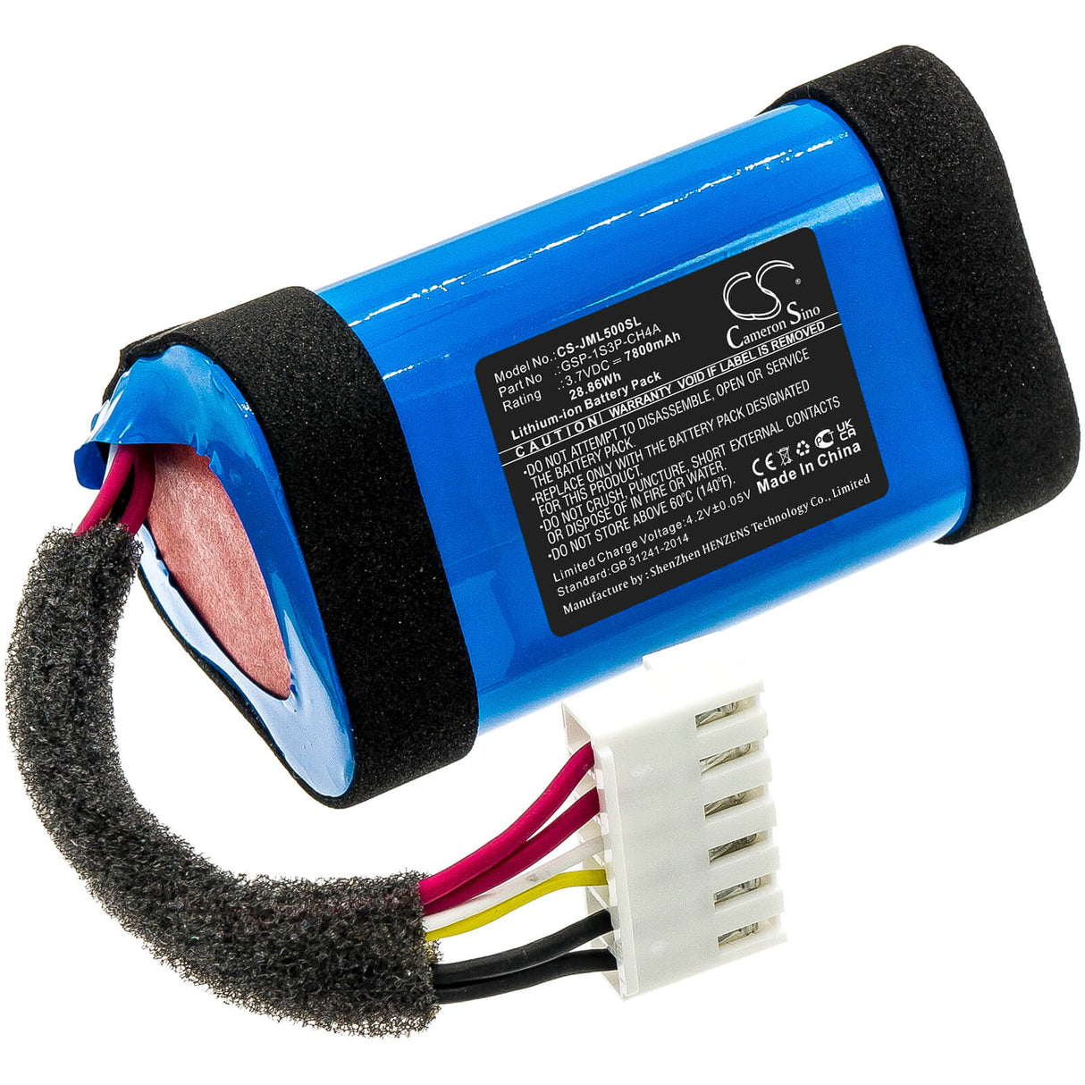 3.7V, Li-ion, 7800mAh, Speaker battery fits Jbl, Charge 4 ( Gsp-1s3p-ch4a Only), Charge 5 (gsp-1s3p-ch4d Only), 28.86Wh Speaker Cameron Sino Technology Limited