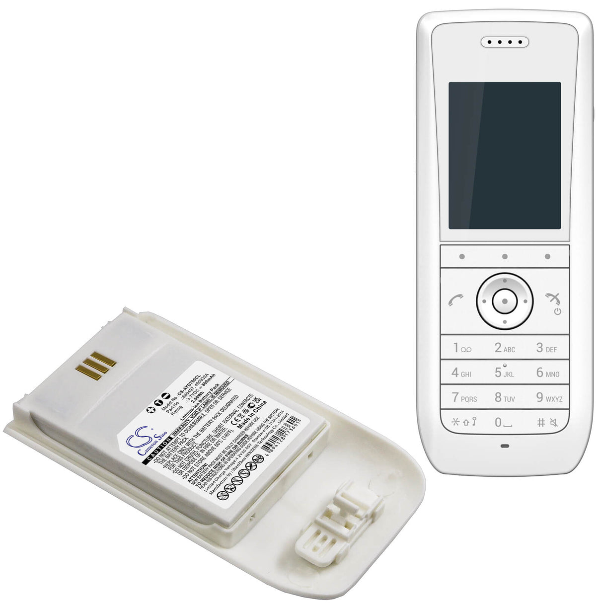 3.7V, Li-ion, 800mAh, Cordless Phone battery fits Mitel, Innovaphone, Ascom, (White), 490933a, D63, D63 Messenger Lite, 2.96Wh Cordless Phone Cameron Sino Technology Limited (Cordless Phone)