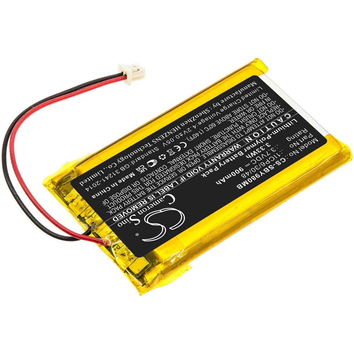 3,7 V, 900 mAh, Batterie Li-polymère pour Babyphone Convient pour Sanitas, Sby 98, 3,33 Wh BabyPhone Cameron Sino Technology Limited