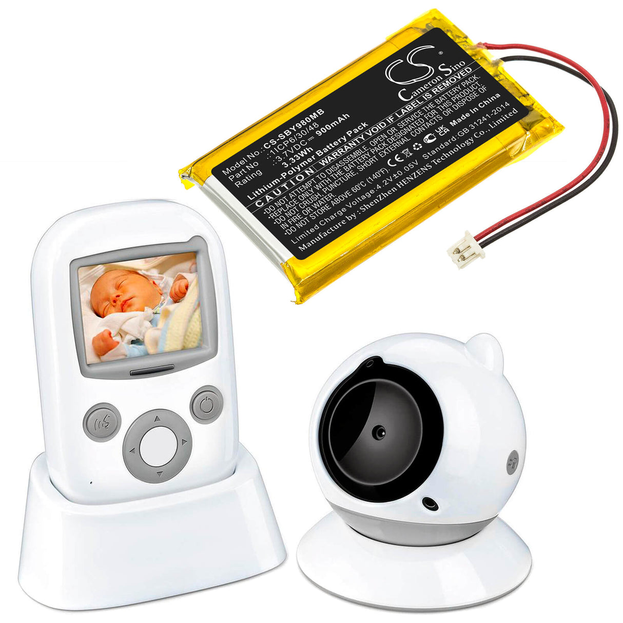 3,7 V, 900 mAh, Batterie Li-polymère pour Babyphone Convient pour Sanitas, Sby 98, 3,33 Wh BabyPhone Cameron Sino Technology Limited