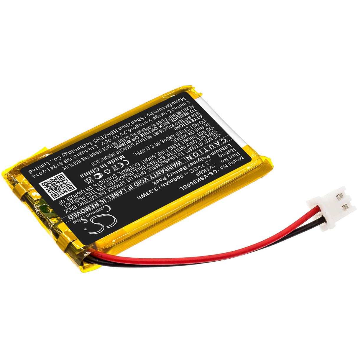 3,7V, Li-Polymère, 900mAh, batterie GPS compatible Velocitek, Vtk86, Shift, 3,33Wh GPS, Navigator Cameron Sino Technology Limited