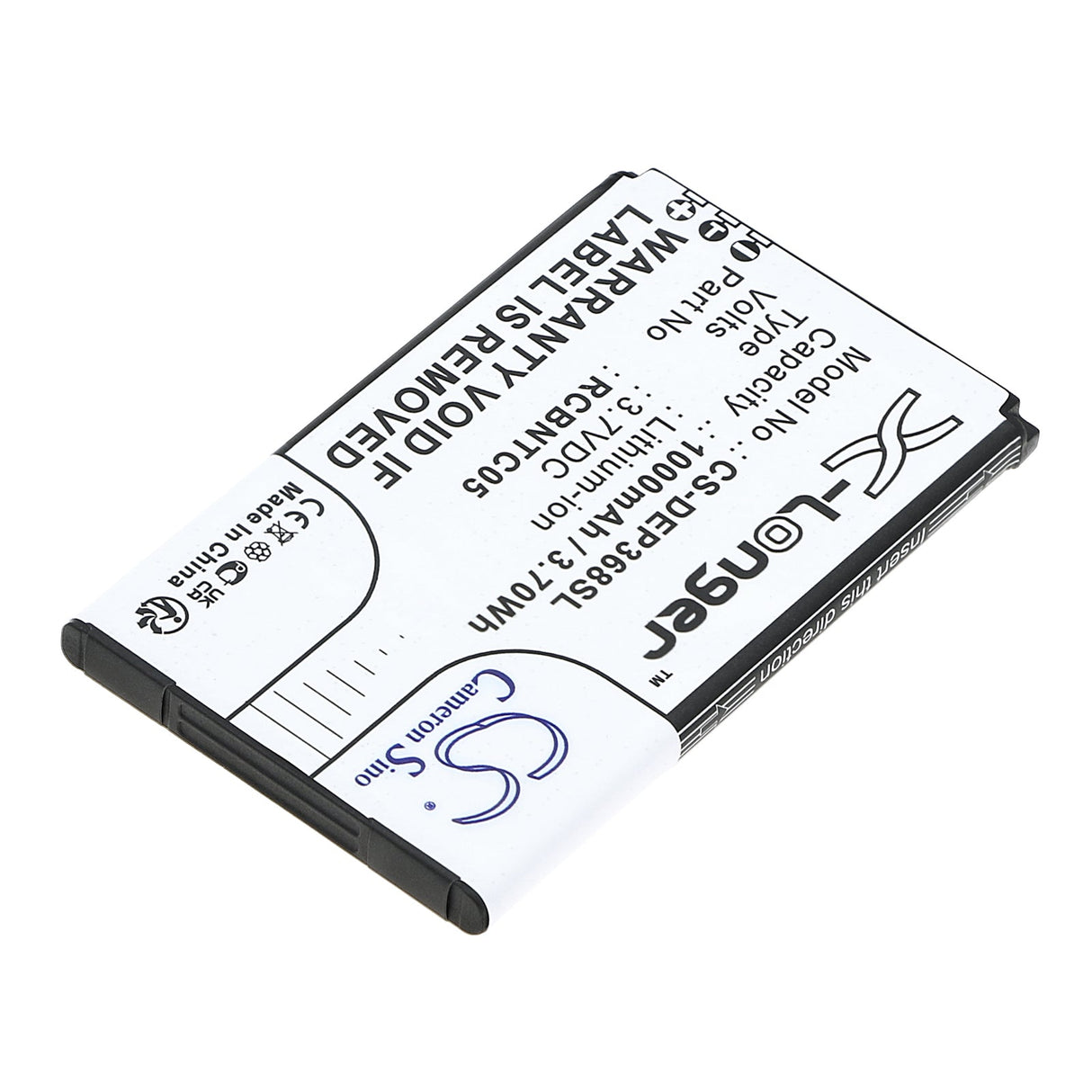3,7V, Li-ion, 1000mAh, batterie pour smartphone compatible avec Doro, Rcbntc05, Primo 368, 3,7Wh Mobile, Smartphone Cameron Sino Technology Limited (Smartphone)