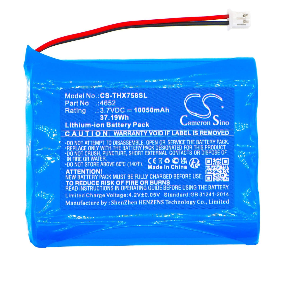 3,7v, Li-ion, 10050mah, Batterie de caméra de sécurité compatible avec Technaxx, 4648, Sender Tx-75, 37,19wh Caméra de sécurité domestique Cameron Sino Technology Limited