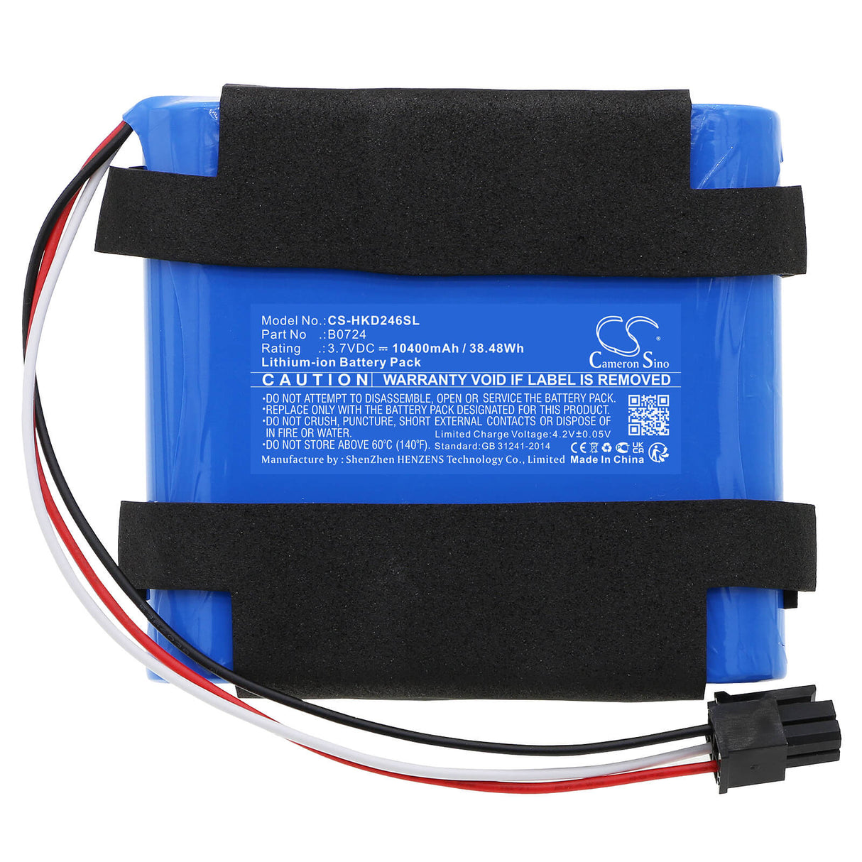 3,7v, Li-ion, 10400mah, Batterie de caméra de sécurité domestique compatible avec Hikvision, Ds-2xs2t46xm, 38,48wh Caméra de sécurité domestique Cameron Sino Technology Limited