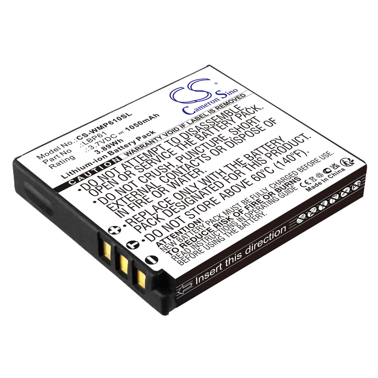 3,7V, Li-ion, 1050mAh, batterie Émetteurs & Récepteur convient à Wisycom, Lbp61, Mrp61 Émetteur, 3,89Wh Émetteurs & Récepteur Cameron Sino Technology Limited