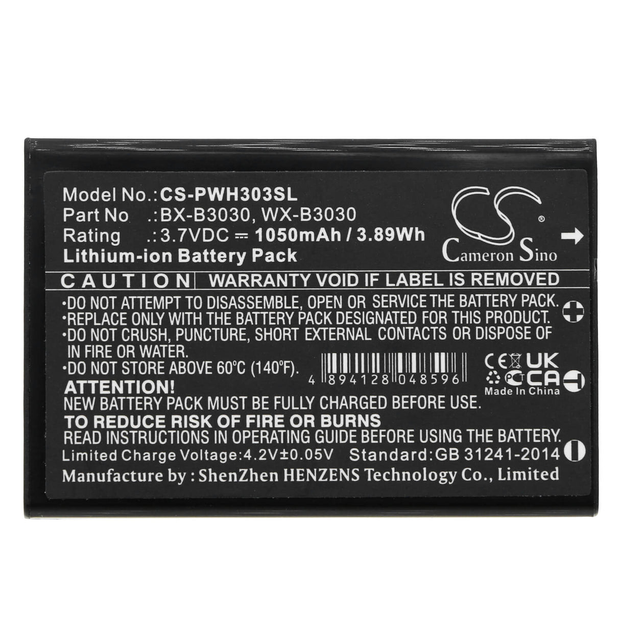 3.7V, Li-ion, 1050mAh, Headset battery fits Panasonic, Listen Technologies, Bx-b3030, Idsp Receivers, M1, 3.89Wh Wireless Headset Cameron Sino Technology Limited