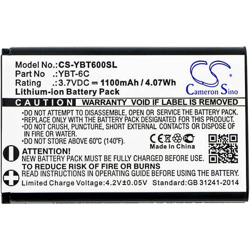 3,7V, Li-ion, 1100mAh, Pack de batterie s'adapte au Pack de batterie personnalisé, Ybt-6c, 4,07Wh Pack de batterie Cameron Sino Technology Limited