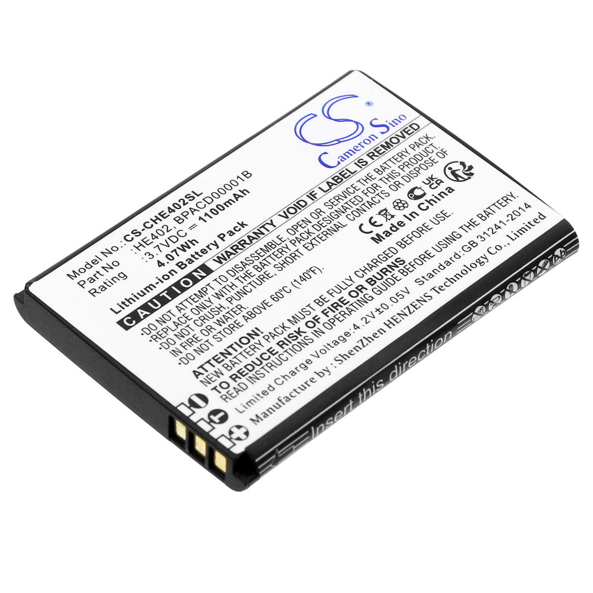 3.7V, Li-ion, 1100mAh, SmartPhone battery fits Cingular, Nokia, At&t, Bpacd00001b, Attea211101, Cingular Flex, 4.07Wh Mobile, SmartPhone Cameron Sino Technology Limited (Smartphone)