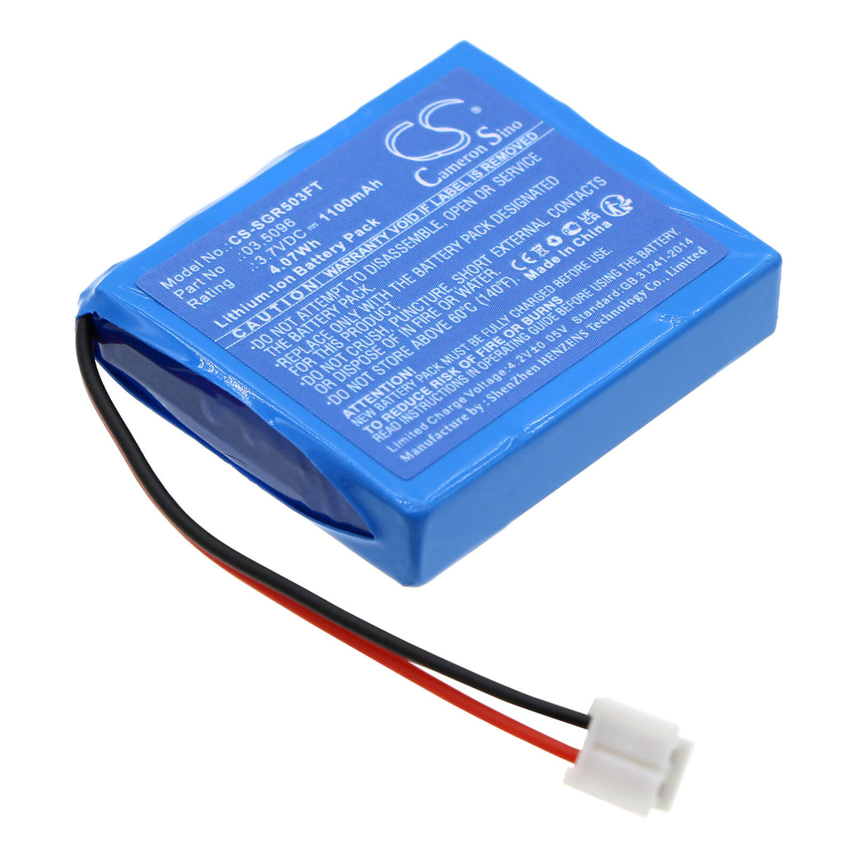 3.7V, Li-ion, 1100mAh, Batterie de lampe de poche compatible avec Scangrip, 3.5096, Miniform 03.5036, 4.07Wh Lampe de poche Cameron Sino Technology Limited