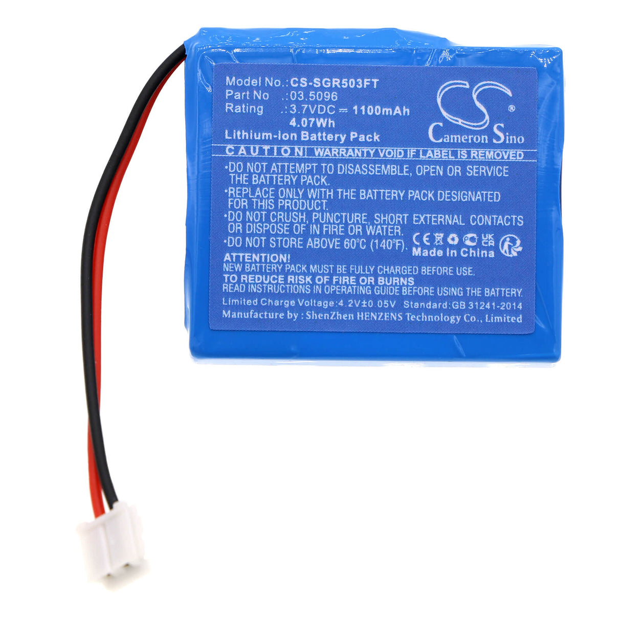 3.7V, Li-ion, 1100mAh, Batterie de lampe de poche compatible avec Scangrip, 3.5096, Miniform 03.5036, 4.07Wh Lampe de poche Cameron Sino Technology Limited