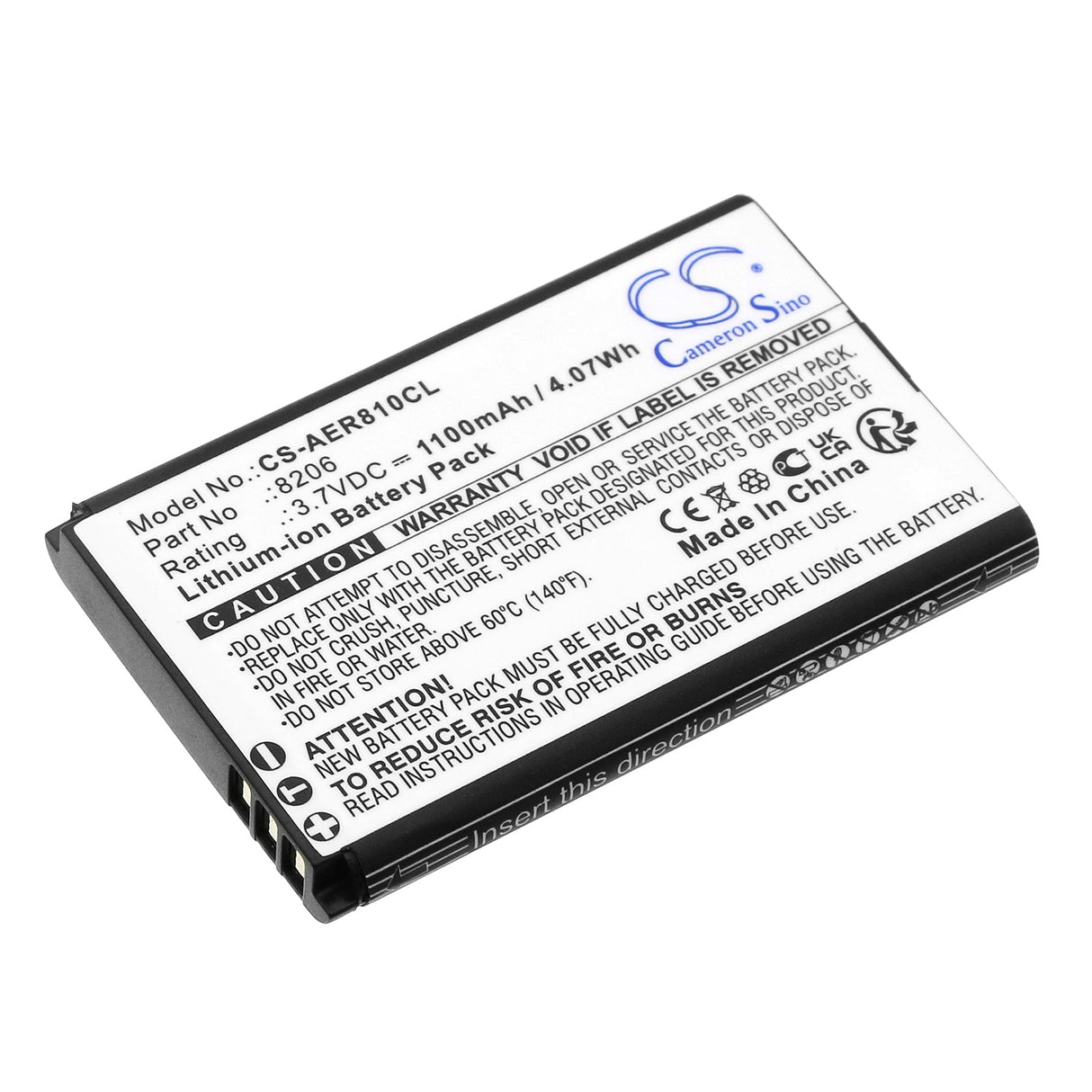 3.7V, Li-ion, 1100mAh Cordless Phone Battery fits Aei, Agr-8106, Agr-8206, 4.07Wh Cordless Phone Cameron Sino Technology Limited (Cordless Phone)