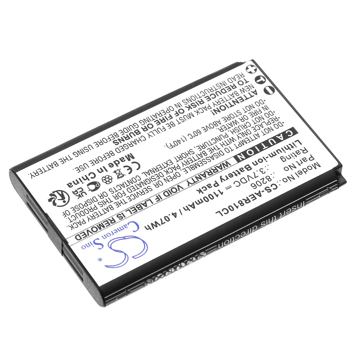 3.7V, Li-ion, 1100mAh Cordless Phone Battery fits Aei, Agr-8106, Agr-8206, 4.07Wh Cordless Phone Cameron Sino Technology Limited (Cordless Phone)